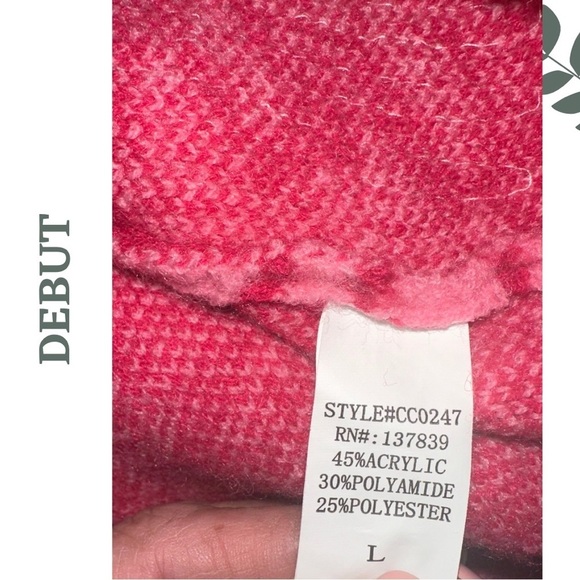 Debut Pink Houndstooth Sequin Women's Crew Neck Pullover Sweater Size Large - Picture 5 of 5